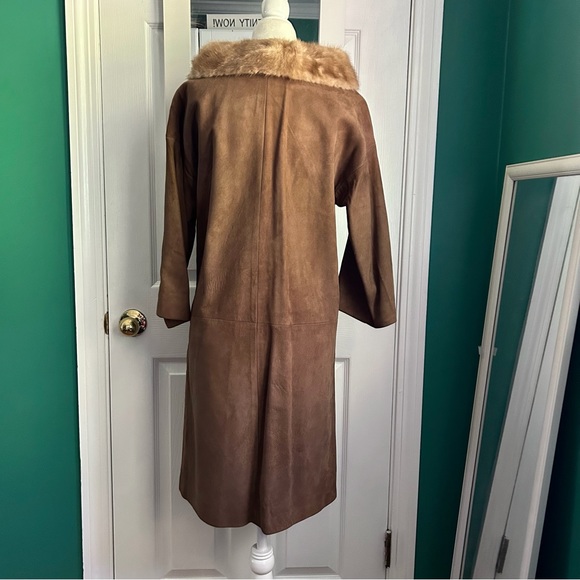 Vintage 60’s Brown Suede Coat with Fur Collar small - Picture 5 of 11